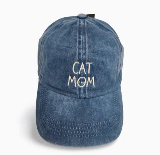 Baseball Hat Embroidered Cat Mom