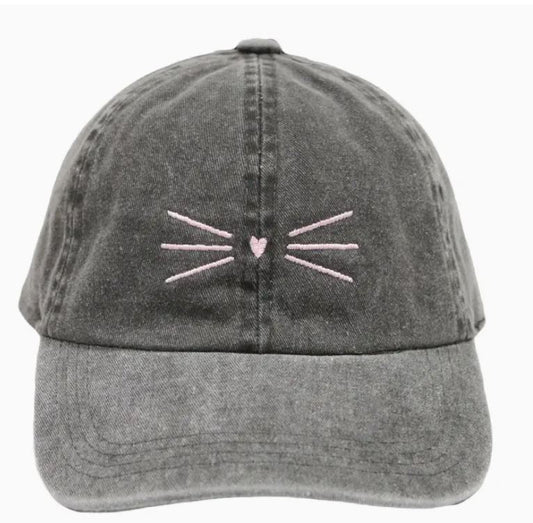 Baseball Hat Embroidered Cat Whiskers