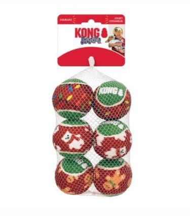 Kong Squeaker Tennis Ball Holiday Medium 6pk