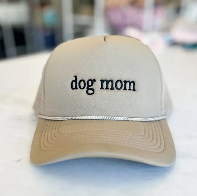 Dog Mom Trucker Hat Khaki