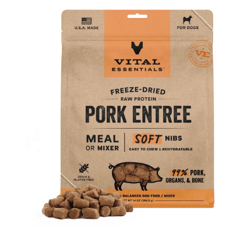 Vital Essentials Dog Freeze Dried Soft Nibs Pork 14oz