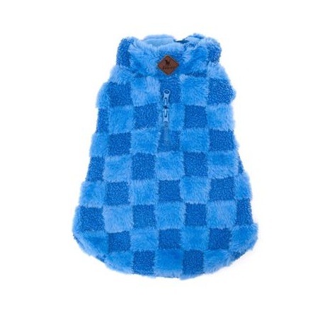 Worthy Dog Fur Check 1/2 Zip Pullover Blue