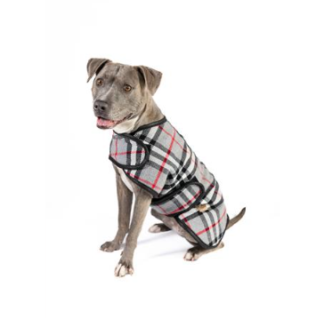 Chilly Dog Blanket Coat Steel Tartan Plaid