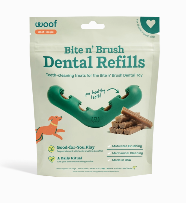 Woof Bite N' Brush Refills Beef 18pk