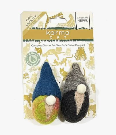 Dharma Dog Karma Cat Wool Felted Gnome 2pk