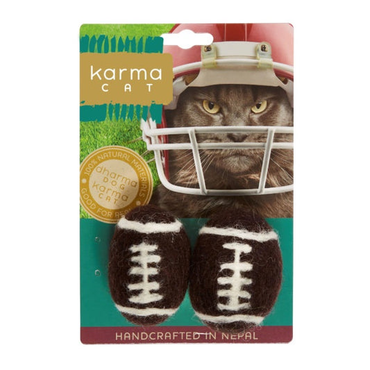 Dharma Dog Karma Cat Wool Felted Football 2pk